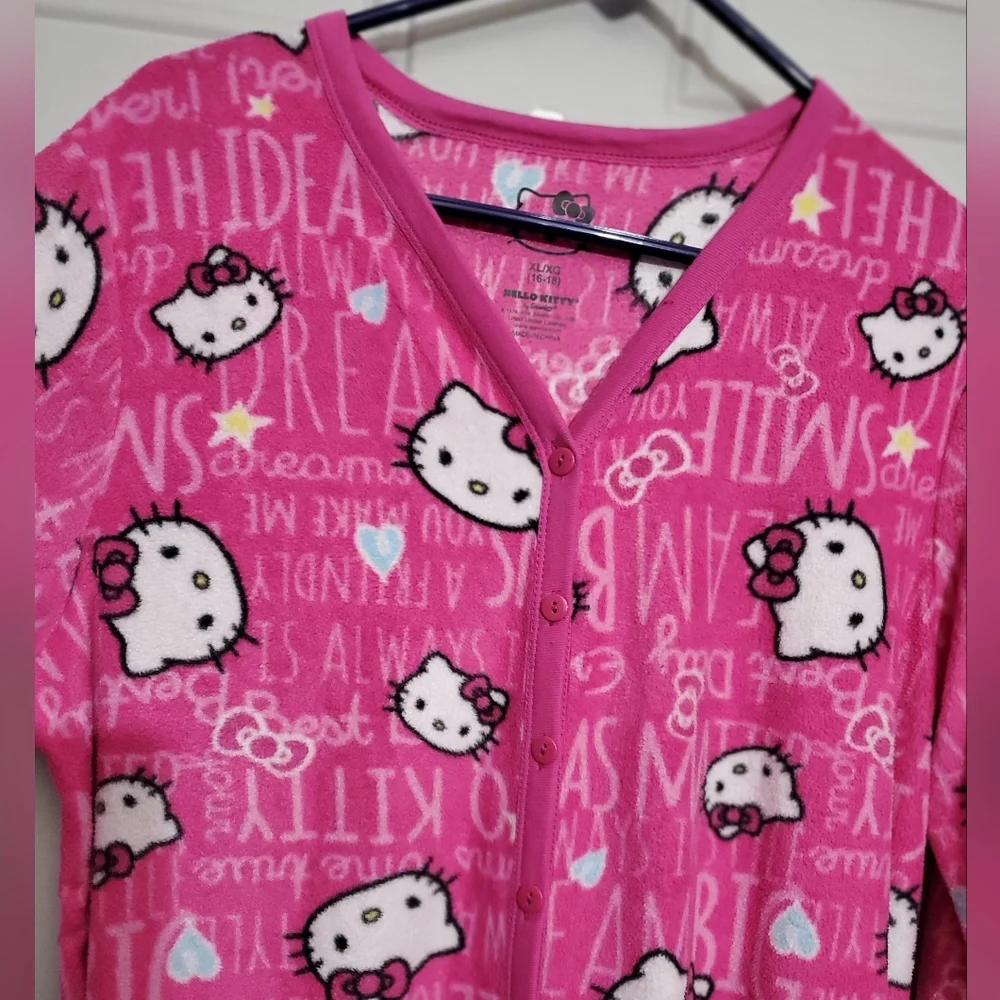 Hello Kitty Pink Pajama Onesie womans XL EUC - Picture 6 of 12
